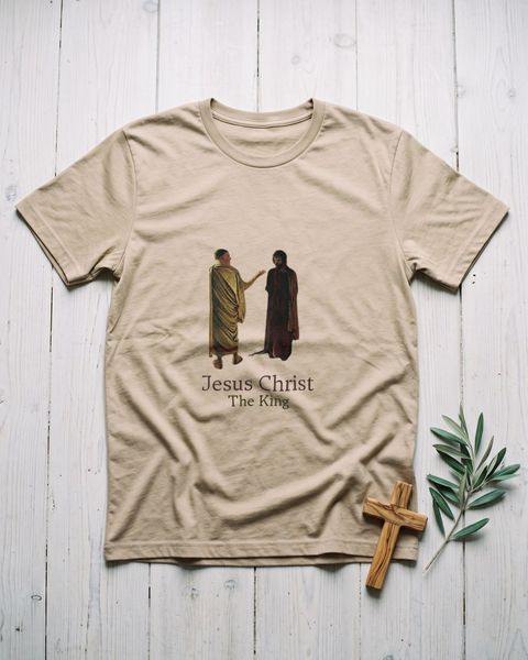 Jesus Christ The King - Sand Unisex organic mid-light t-shirt