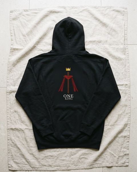 ONE KING Black Unisex Hoodie Back logo