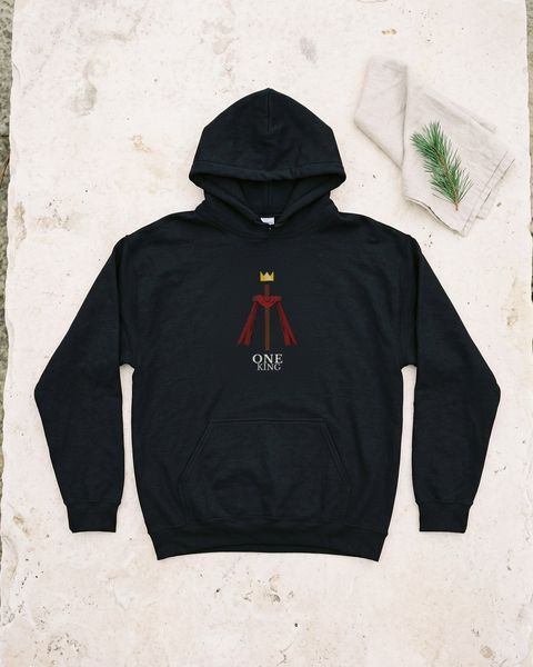 ONE KING Black Unisex Hoodie Front Logo