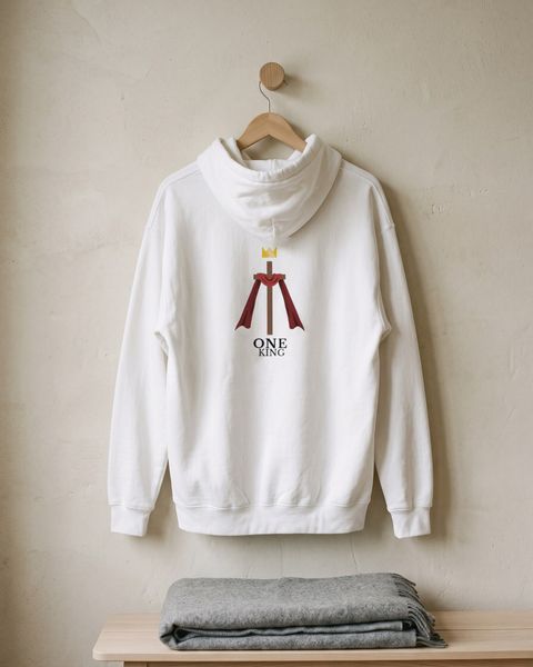 ONE KING White Unisex Hoodie Back Logo