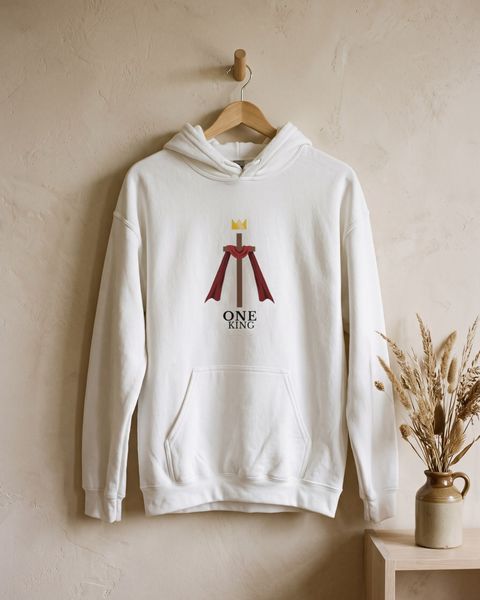 ONE KING White Unisex Hoodie Front Logo