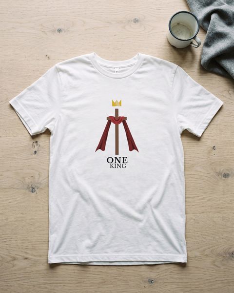 ONE KING White Unisex organic mid-light t-shirt Front Logo