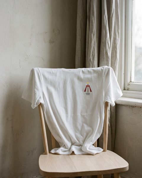 ONE KING White Unisex organic mid-light t-shirt Front Small Logo
